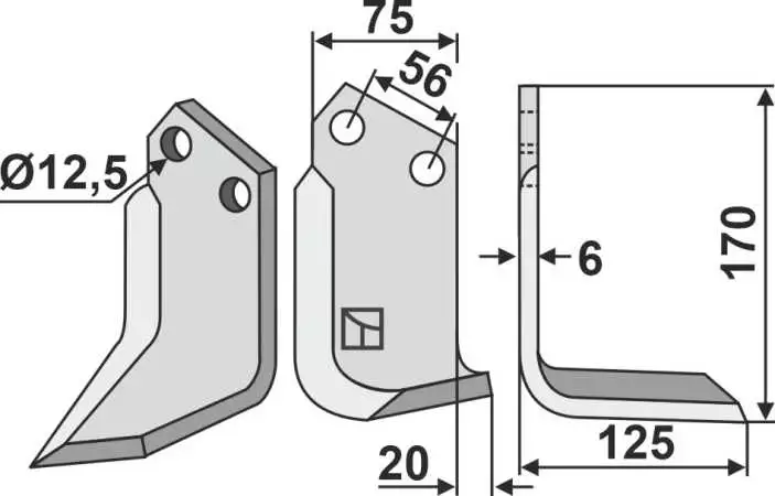 Fräsmesser 170x75mm, rechts